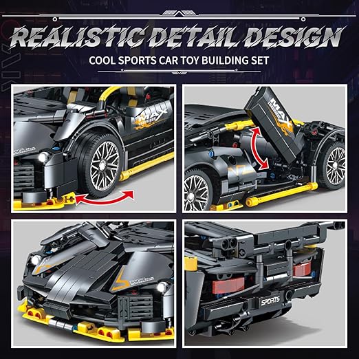1215-Piece Sports Car Building Blocks | 1:14 Race Car Model Set | STEM Supercar Toy for Boys, Girls & Adults | Collectible Display, Engineering Kit Image