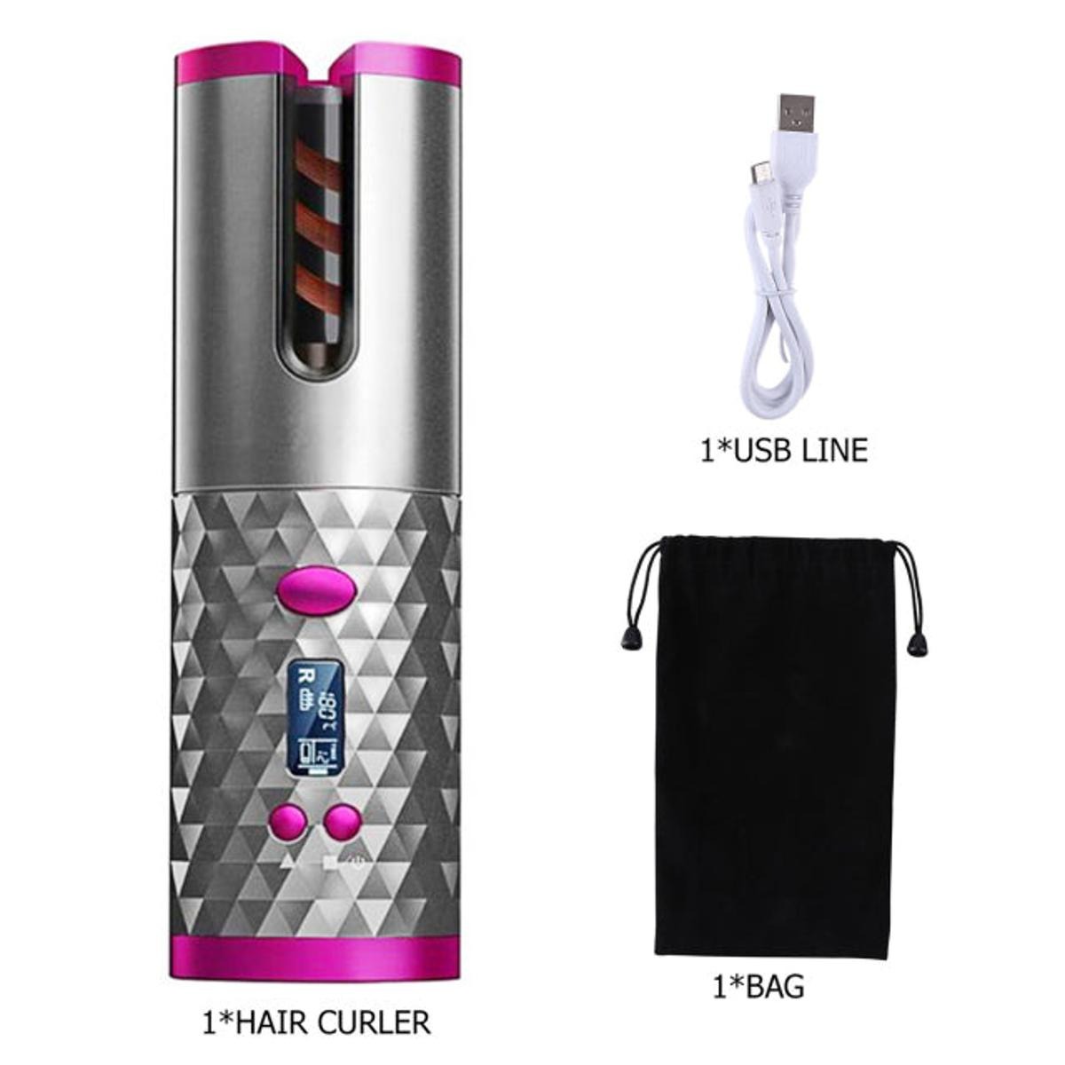 Cordless Hair Curler – Automatic Hair Curling Iron with Heatless Rotating Technology, 3 Temperature & Timer Settings Image