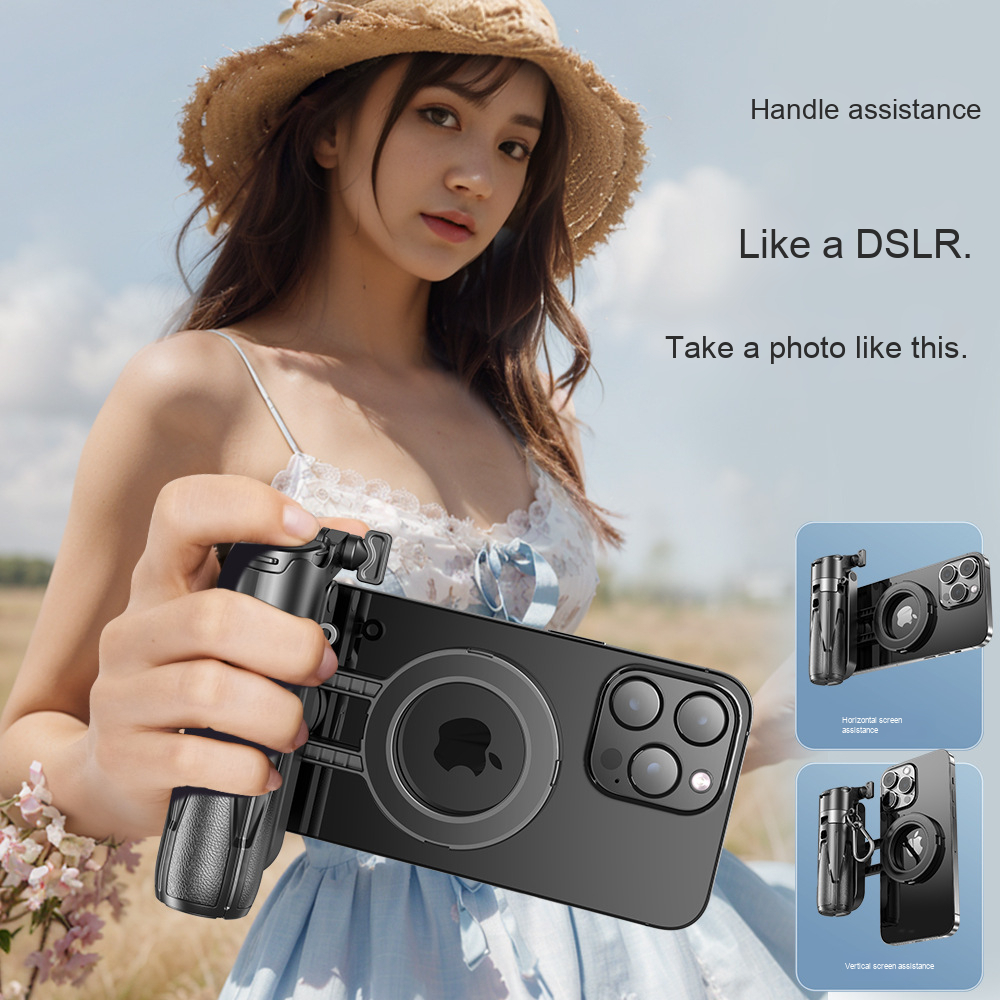 P15mini-C Magnetic Selfie Stick - Bluetooth Remote, 47.5cm Extendable, Multifunctional Camera Assistant for iPhone/Android Image