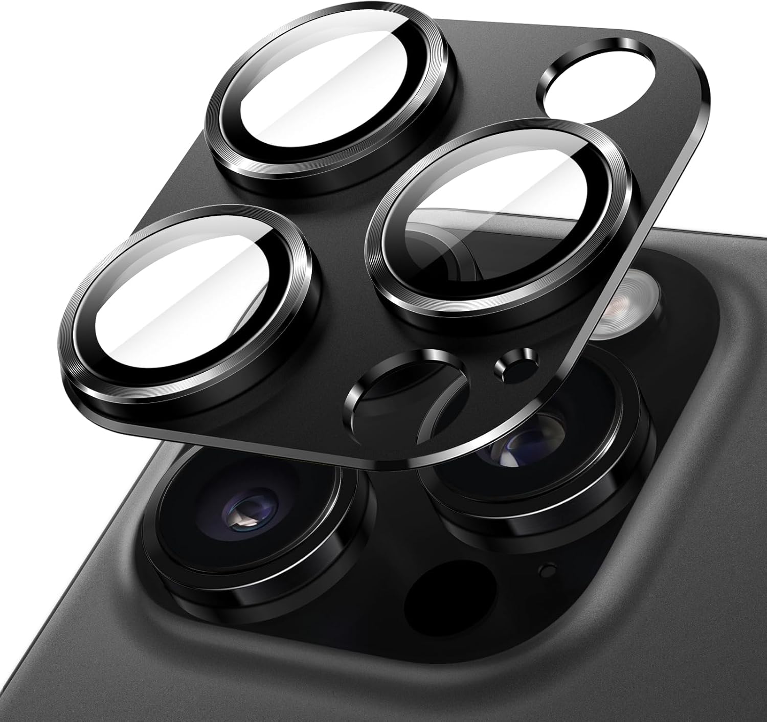 Camera Lens Protector for iPhone 16 Pro (6.3") and iPhone 16 Pro Max (6.9") – 9H Tempered Glass with Matte Metal Plate, Case-Friendly Full Coverage Lens Cover Image