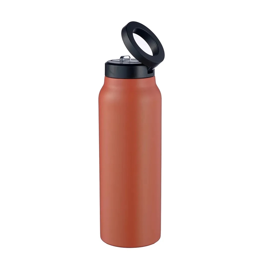 Stainless Steel Magnetic Vacuum Flask | Sports Water Bottle & Mobile Phone Holder | Portable Outdoor Thermal Insulation Cup Image