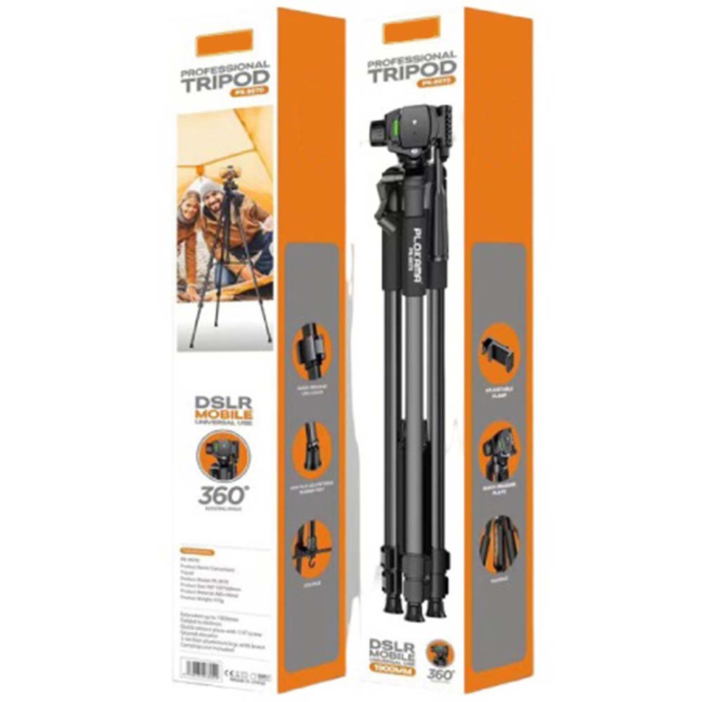 PK9970 Professional Tripod for Mobile & Camera – Durable ABS + Metal Construction, Adjustable Height, Lightweight, Compatible with Smartphones & Cameras Image