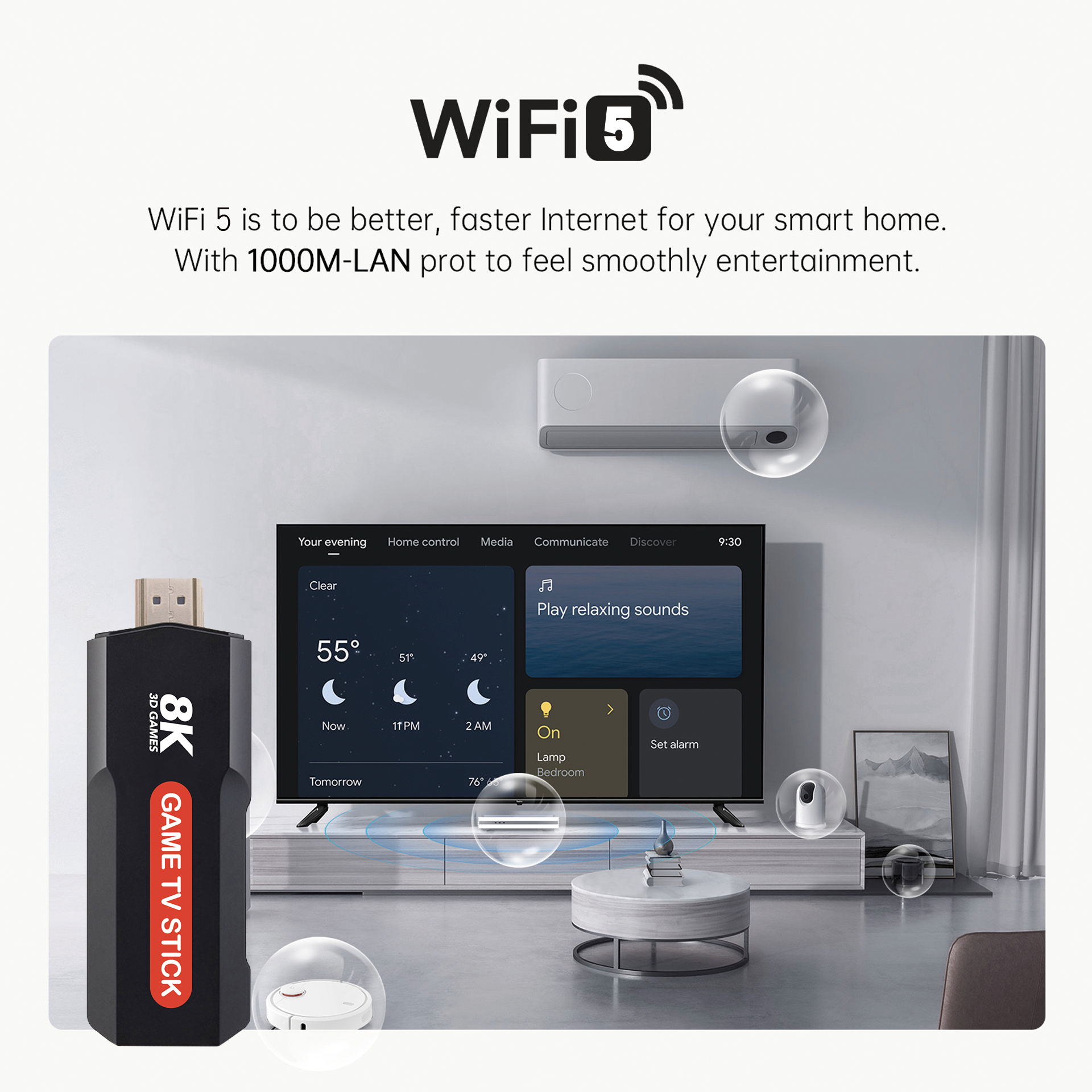 Q9 Video Game Stick | Android 5G 8K TV Box Dual System | Includes 2.4G Dual Wireless Controllers | Perfect Retro Christmas Gift Image