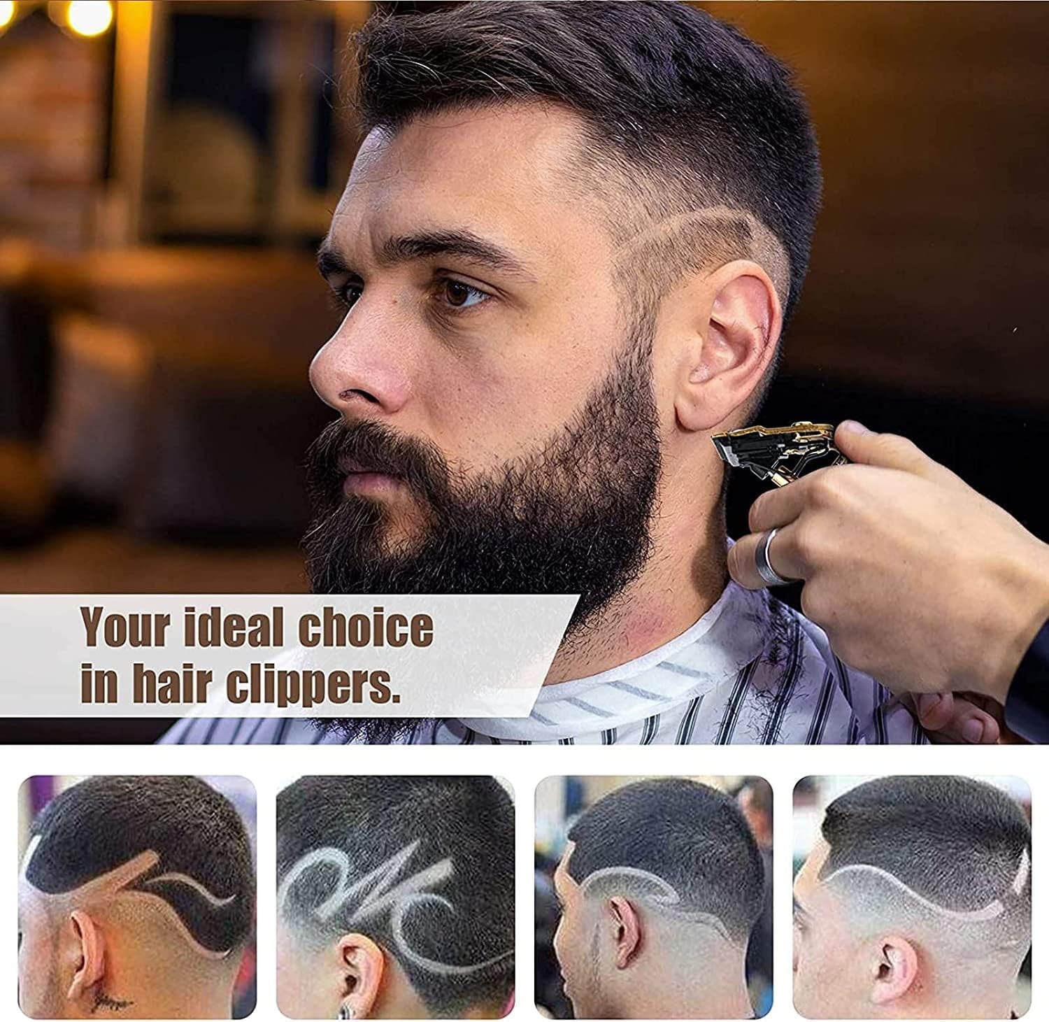 YACD D-044 Cordless Hair Clipper. Affordable elegant metal body, professional stainless blade, USB charging, 120-min runtime. Image