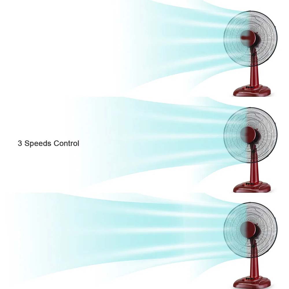 MTF-425 16" Table Fan - 3-Speed Adjustable Tilt, Quiet Operation for Home & Office Image