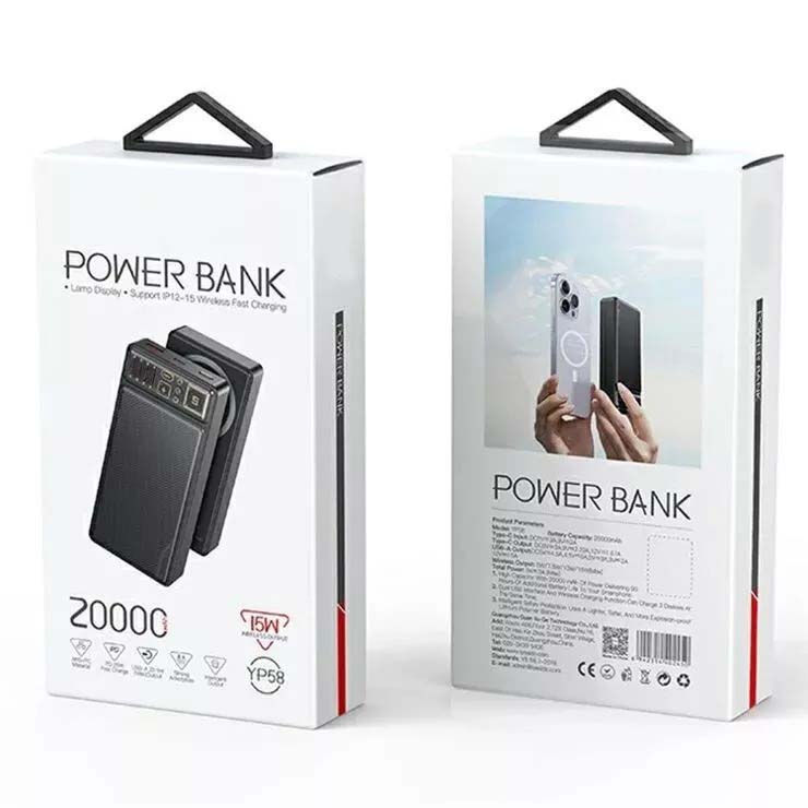 YP58 20000mAh Magnetic Power Bank – USB-C + USB Battery Pack Image