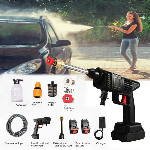 Heavy Duty Cordless Portable Battery Washer | High-Pressure Washer for Solar Panels, AC, and Car Services | 2800W, 45 Bar, 2 Battery Kit Image
