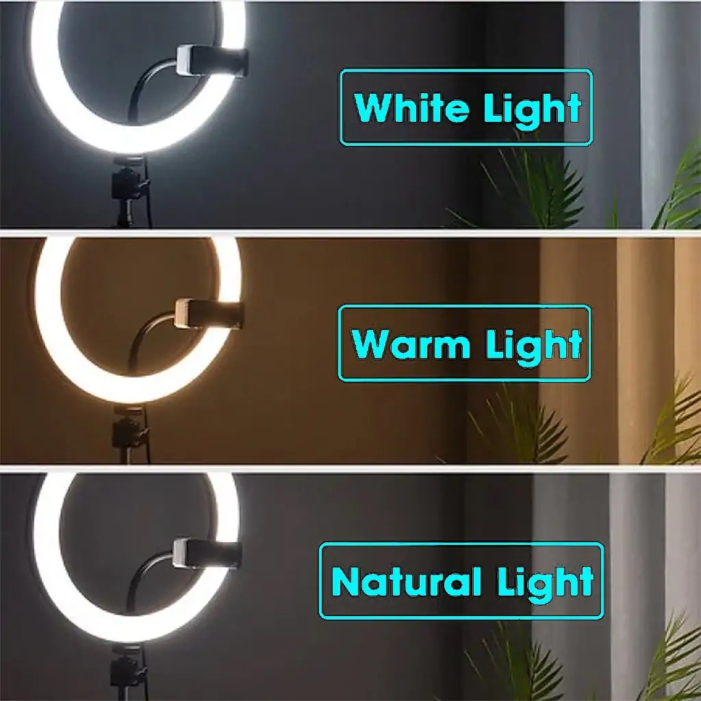 14-Inch Selfie Ring Light with Tripod Stand – Adjustable Photographic Lamp with 3 Mobile Holders Image