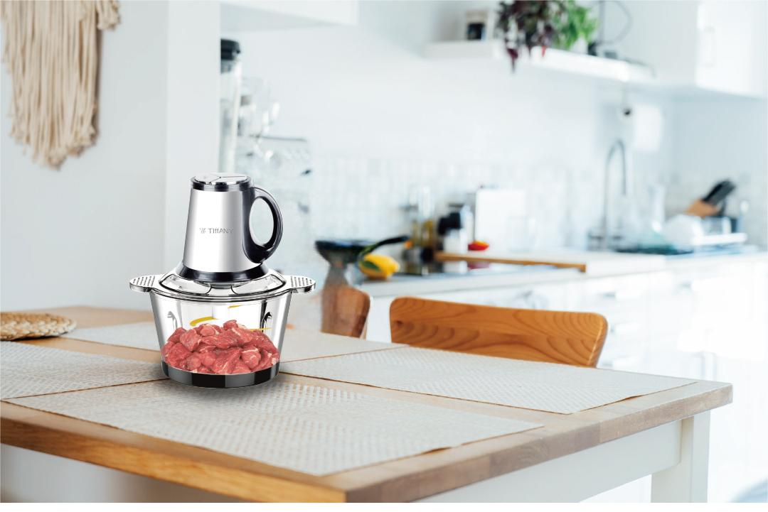 Stainless Steel Electric Blender & Meat Grinder - Portable Multifunction Food Processor for Kitchen, Safe & Low-Noise Image