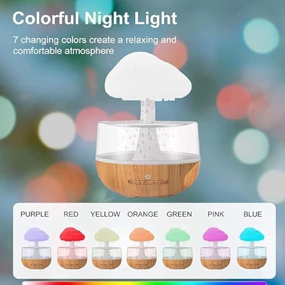 Rain Cloud Humidifier | Portable Mini 450ml Cool Mist Humidifier | USB Personal Desktop Humidifier with 7 LED Lights for Baby Bedroom, Travel, Office & Home Image