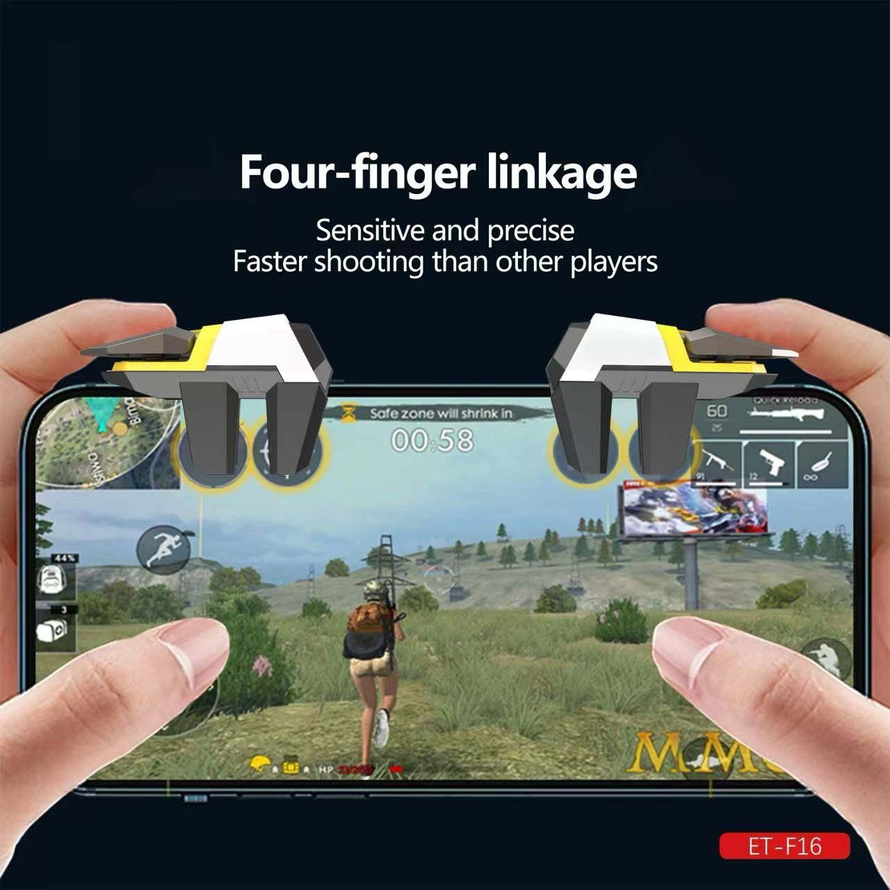 ET-F16 6-Finger Mobile Game Controller - High Precision Triggers for PUBG, Free Fire & Call of Duty on iOS/Android Image
