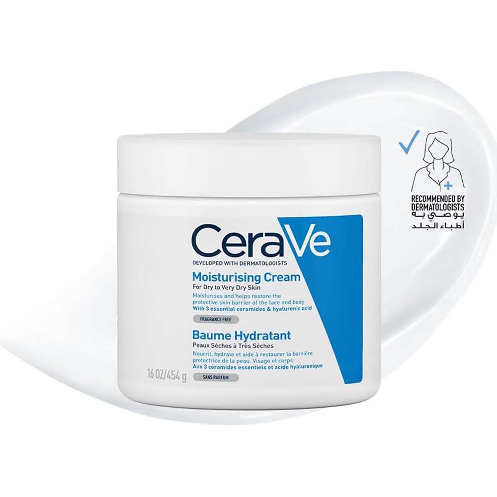 CeraVe Moisturizing Cream 454g - Hyaluronic Acid & Ceramides for Dry Skin, Face & Body Moisturizer, Fragrance-Free Image