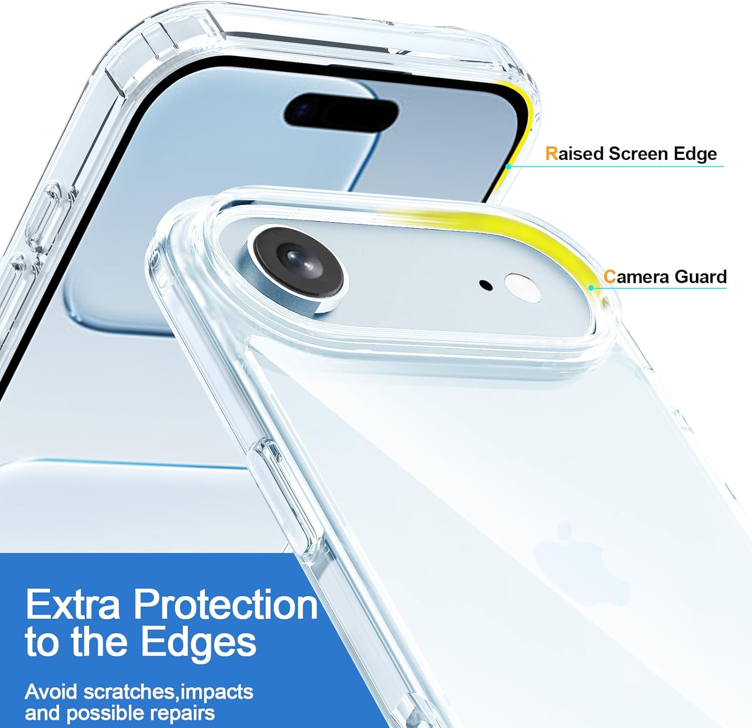 Crystal Clear Case for iPhone 17 Air 6.5" (2025) - Anti-Yellowing Hard Back, Slim Shockproof Bumper, Wireless Charging Compatible Image