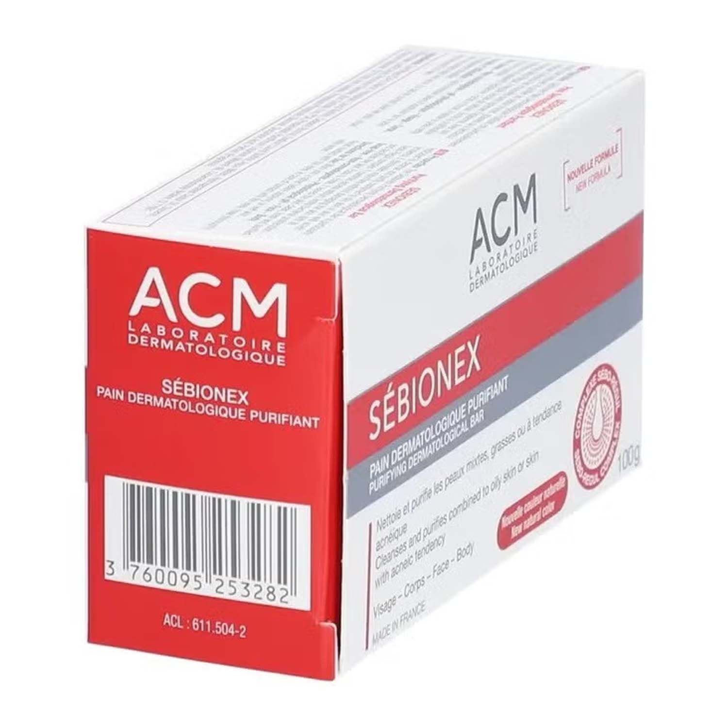 ACM Sebionex Purifying Soap. Deep cleansing bar for oily, acne-prone skin. Helps regulate sebum & prevent impurities. 100g. Image