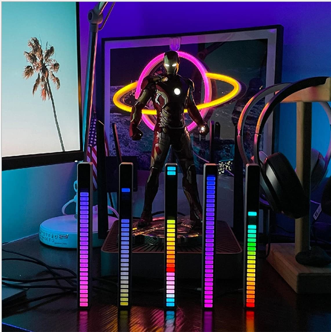 32-Bit RGB Music Rhythm Light - Sound-Activated LED with Tripod Stand, Voice Control, 3D Effects for Parties & Home Decor Image