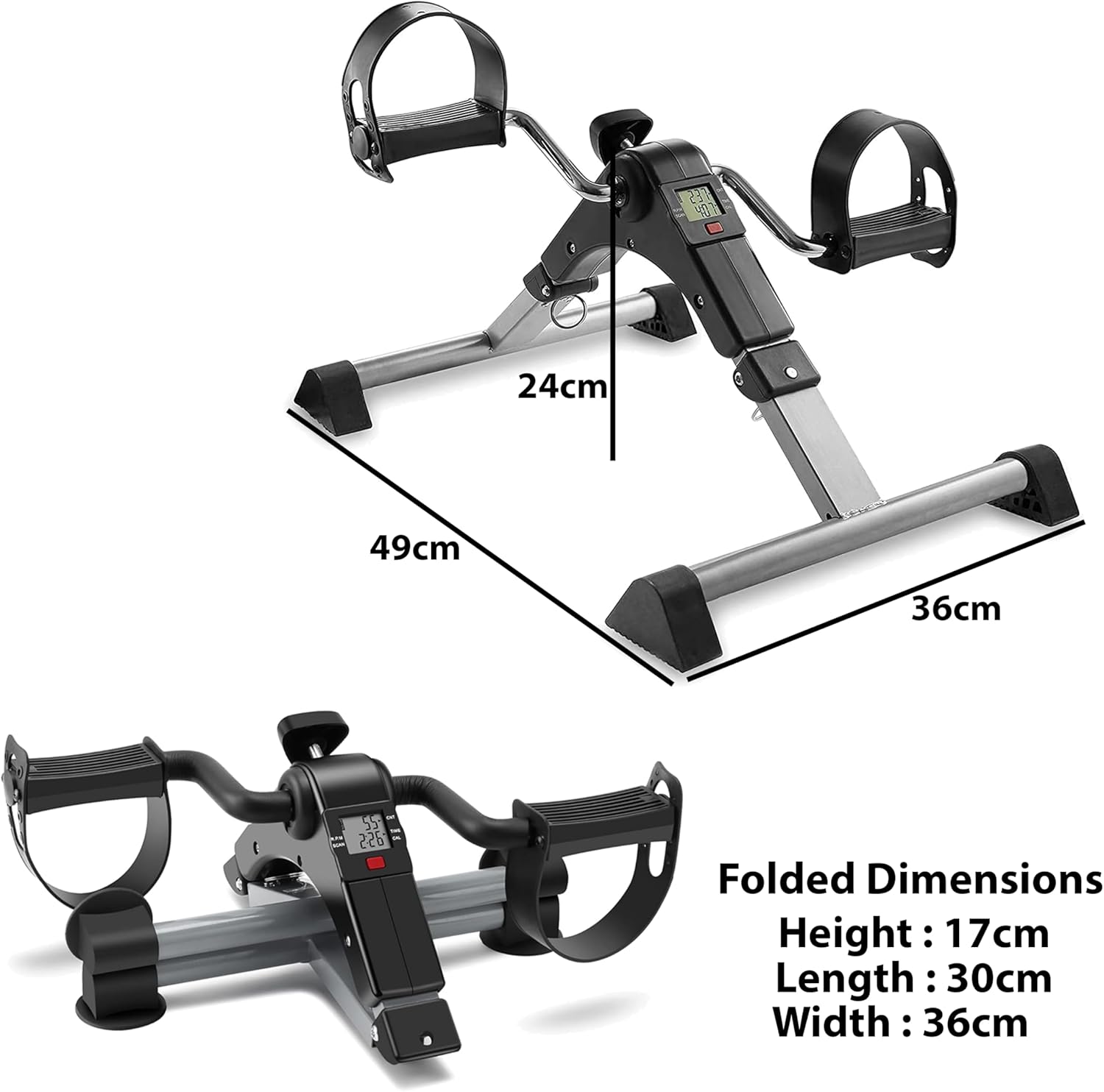 Mini Exercise Bike | Compact Arm and Leg Exerciser with LCD Monitor | Adjustable Resistance & Foldable Pedals Image
