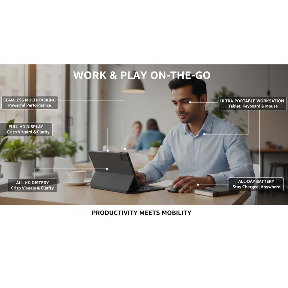 Tab 91 10.1-inch Android Tablet. Octa-core processor, 8MP+13MP cameras, 5000mAh battery & Android 15 for smooth performance. Image