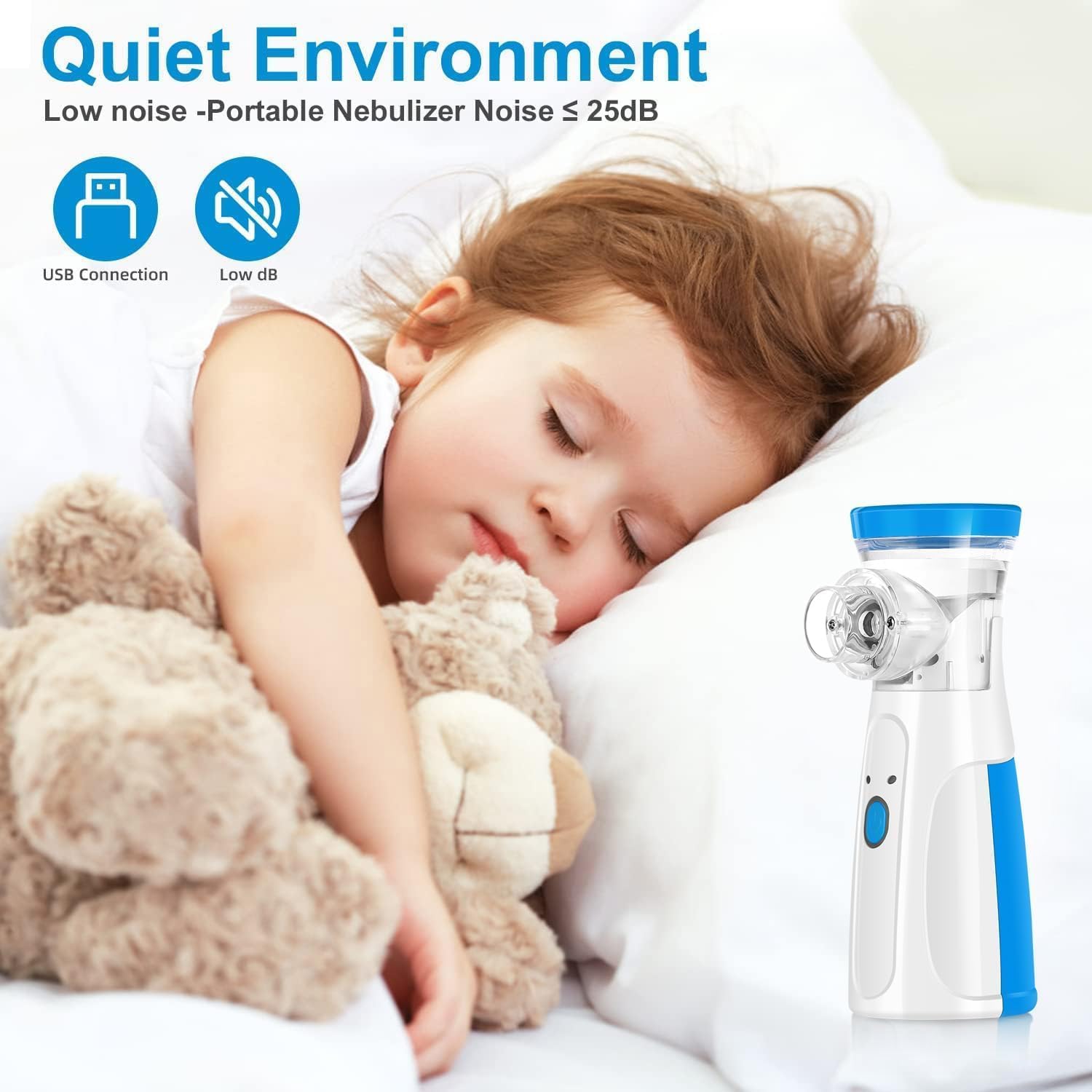 Mini Portable Nebulizer Handheld steam inhalator for adults & kids. Low power, quiet operation for travel & home use. Image