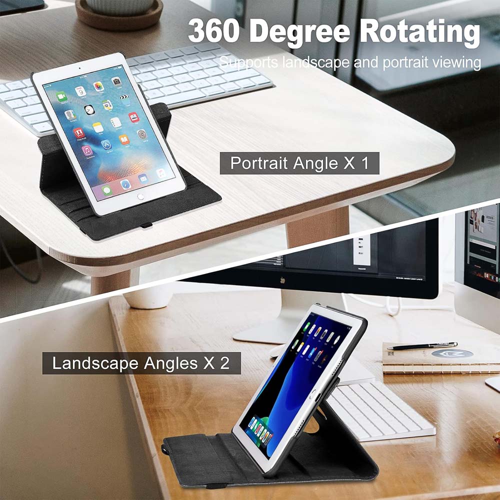 360° Rotating Case for iPad Air 1&2 " (2018/2017/9.7 inch) - Auto Sleep/Wake Stand Cover with Multi-Angle Viewing (Multi Colour) Image