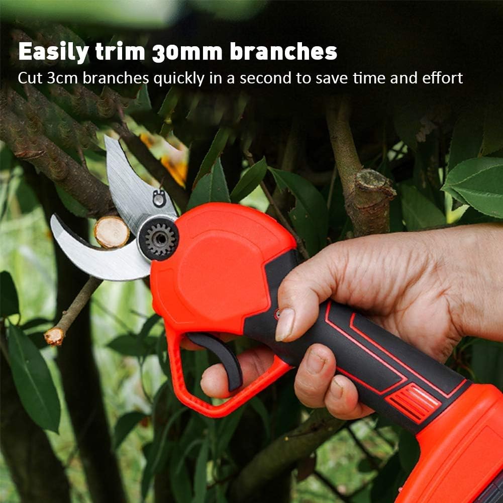 Cordless Electric Pruning Shears - Garden Tree Branch Pruner with 30mm Cutting Diameter, 2 Rechargeable 2Ah Lithium Batteries, 6-8 Working Hours, Ideal for Fruit Tree Branches Image