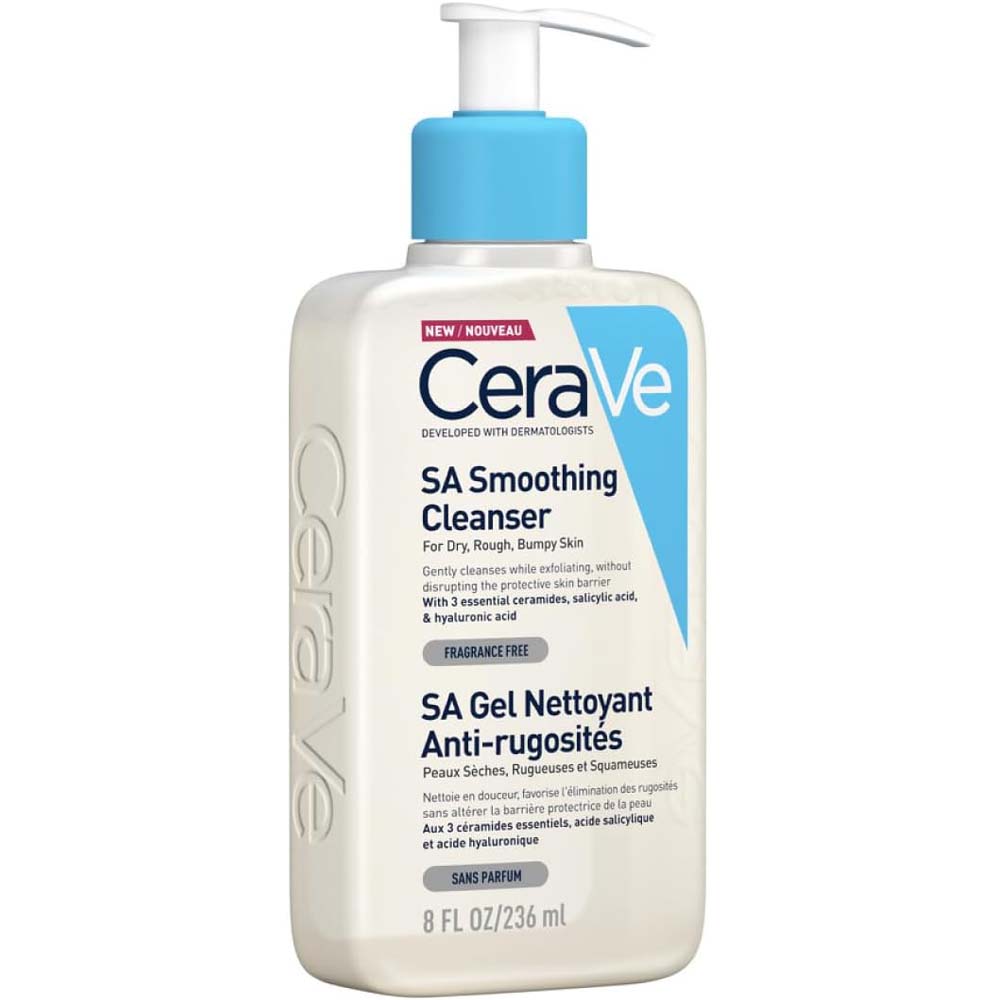 CeraVe SA Smoothing Cleanser – Gentle Exfoliating Face & Body Wash with Salicylic Acid, Ceramides & Hyaluronic Acid for Dry, Rough Skin, 236ml Image