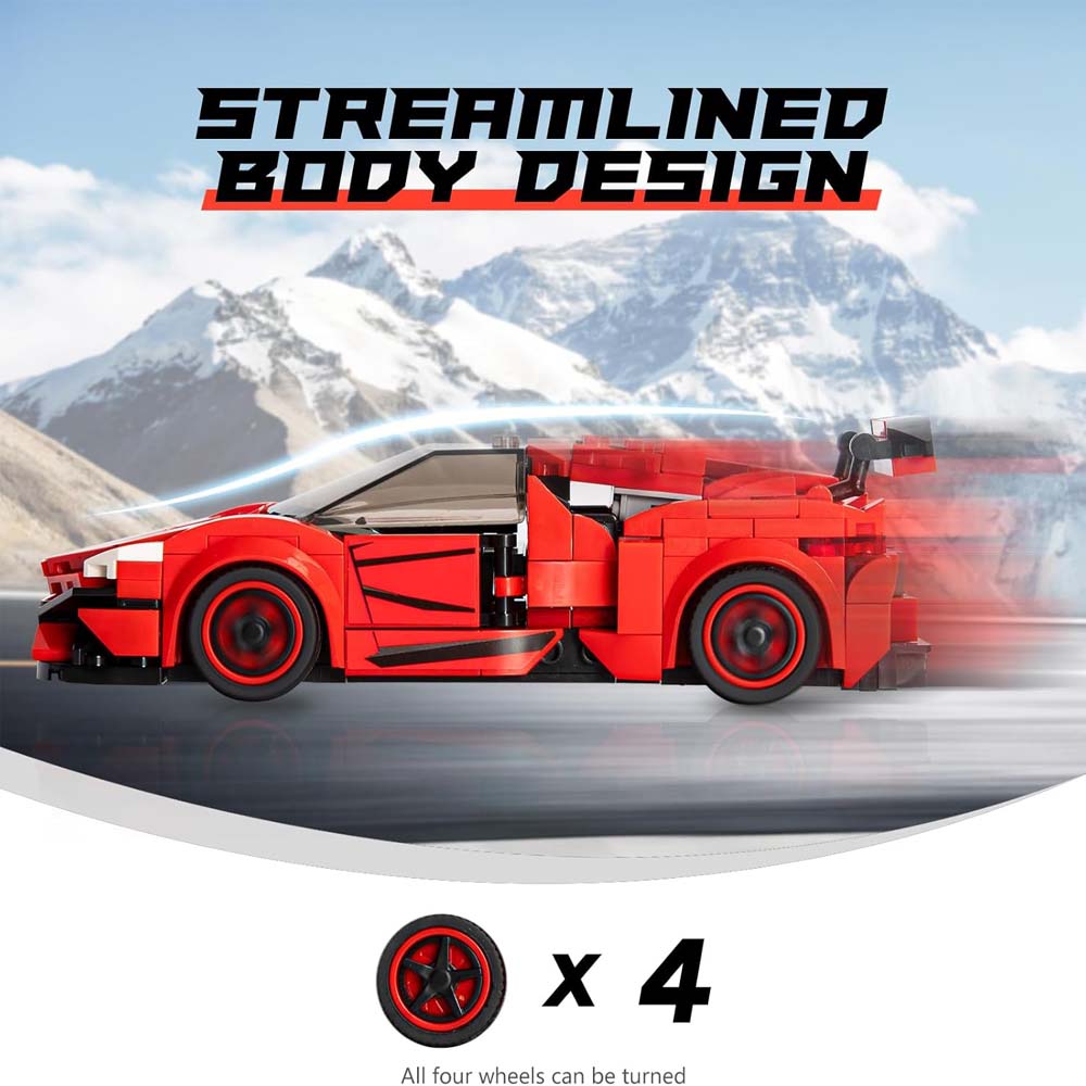 Come Alive 1:20 Scale Supercar. 288-piece red supercar building set with industrial flair. Ideal gift for kids & adults. Image