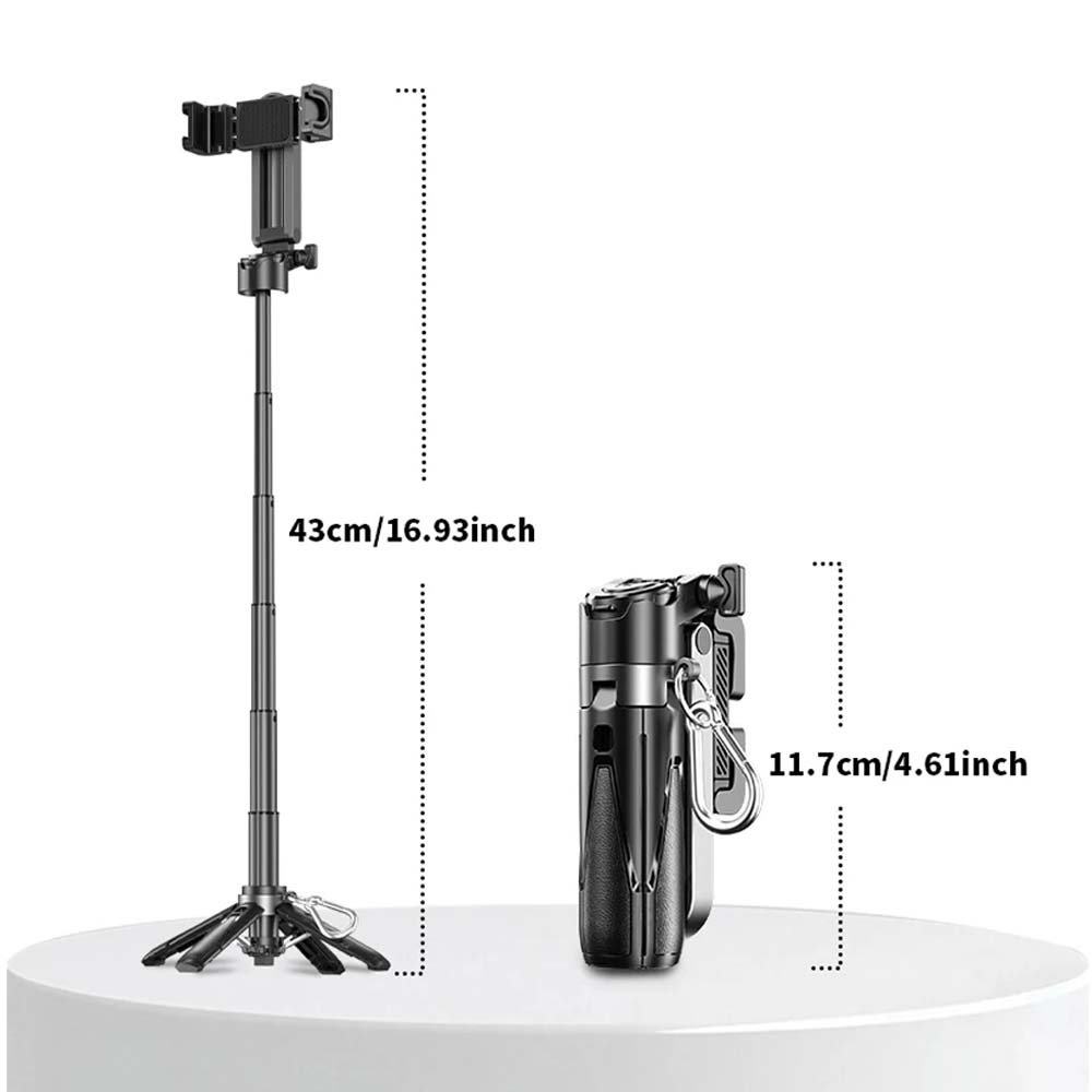 P15T Mini Selfie Stick Tripod - Extendable Phone Stand with Wireless Remote for Android & iPhone Vlogging, Portable Travel Tripod Image