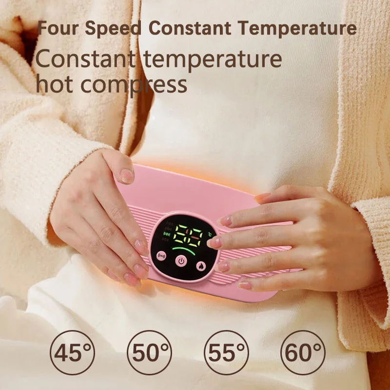 Smart Menstrual Heating Pad - 4-Gear Constant Temperature Abdominal Massager with Vibration, Warm Palace Belt for Women (Pink-Colour) Image