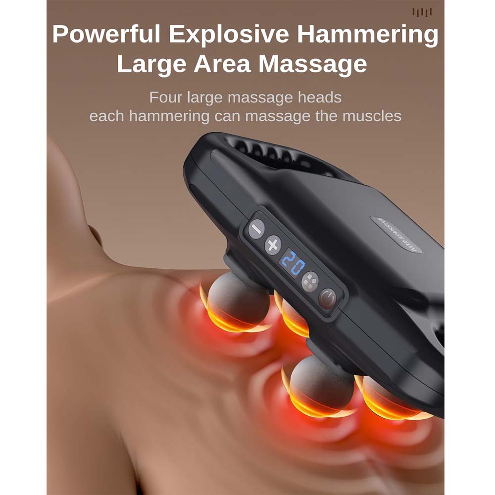 4-Head Massage Gun Deep Tissue - 20 Intensities & 6 Modes, Muscle Massager for Back, Neck, Shoulder, Leg & Body Pain Relief Image