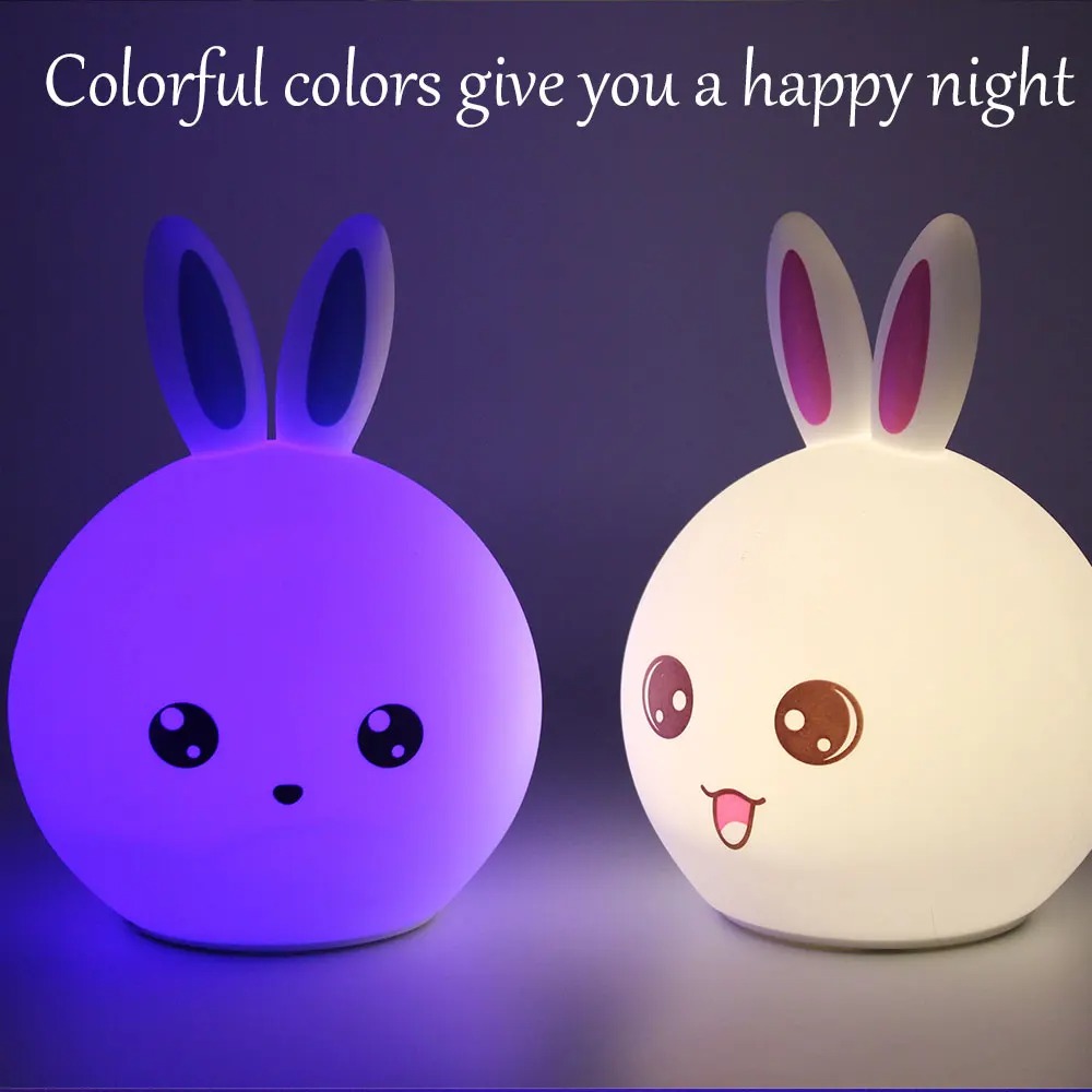 Rabbit Silicone Touch Sensor Night Light | Color Changing Breathing LED Lamp Image