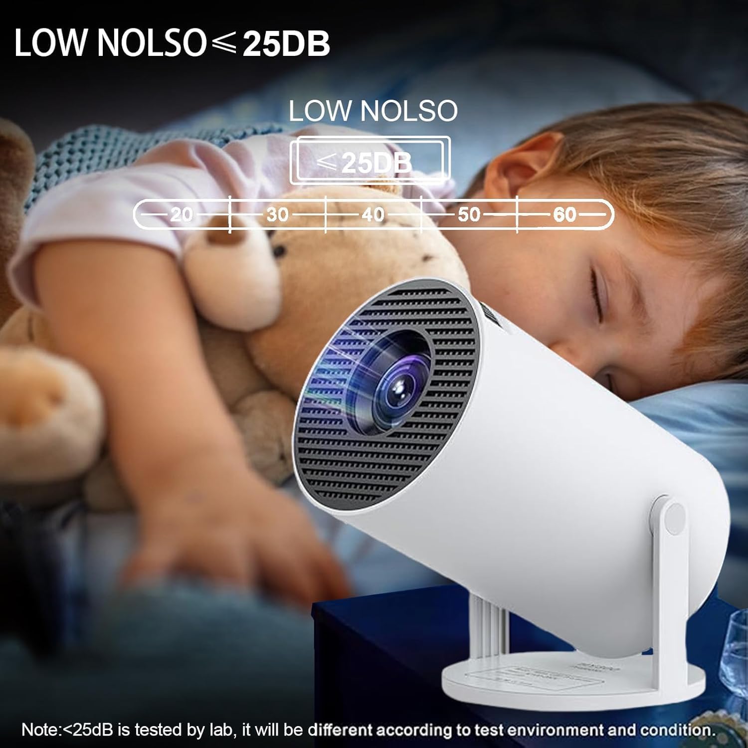 130 Inch Portable Family Projector | Android 11 Smart Camping Projector | 720P HD Display Image