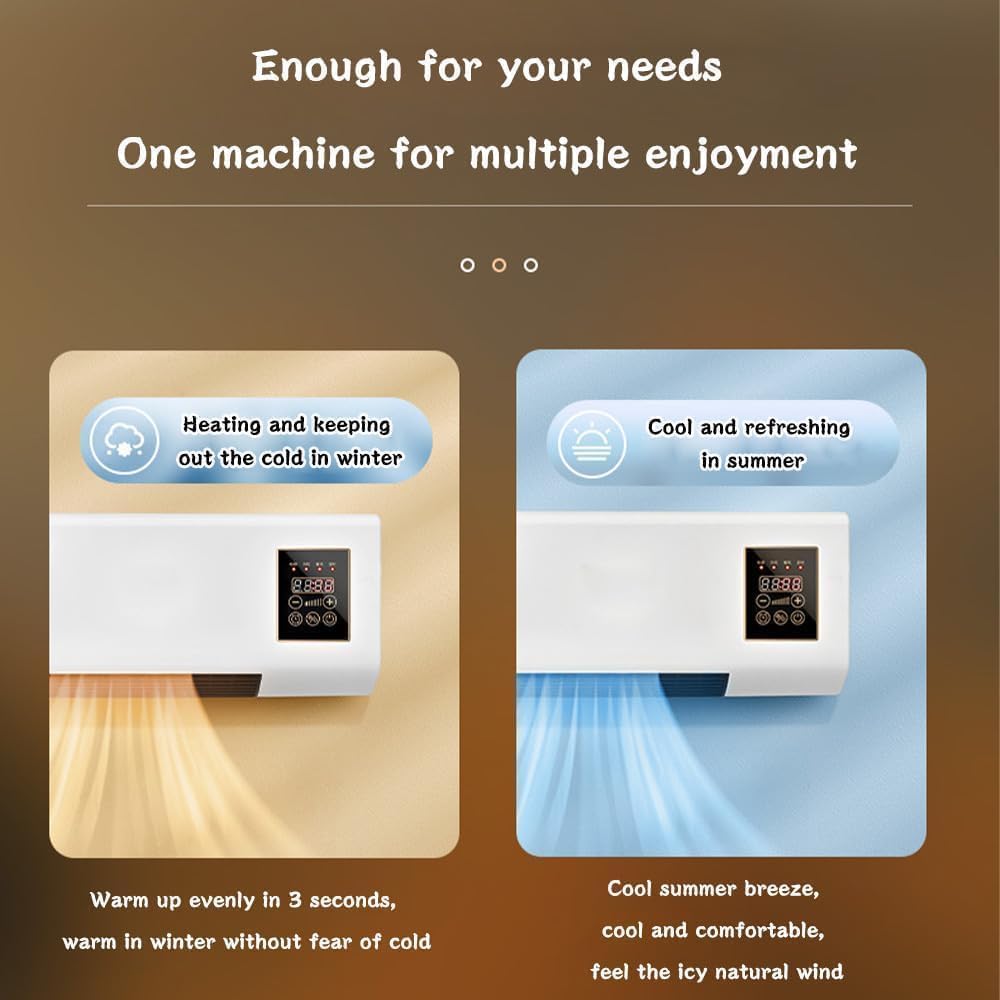 Personal Mini Air Conditioner. Wall-mounted dual-use AC unit with remote, touch screen & heating/cooling for rooms up to 150 sq ft. Image