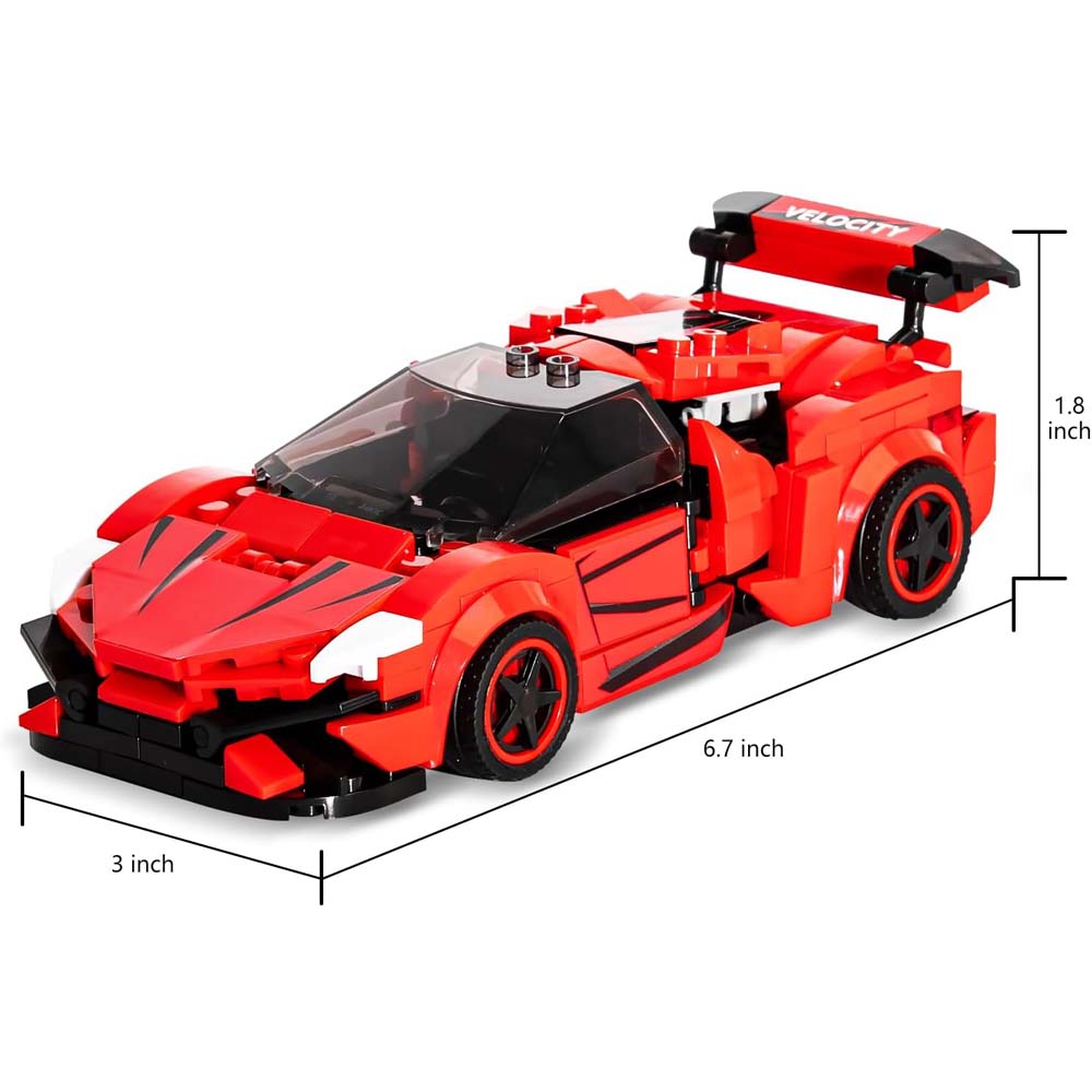 Come Alive 1:20 Scale Supercar. 288-piece red supercar building set with industrial flair. Ideal gift for kids & adults. Image