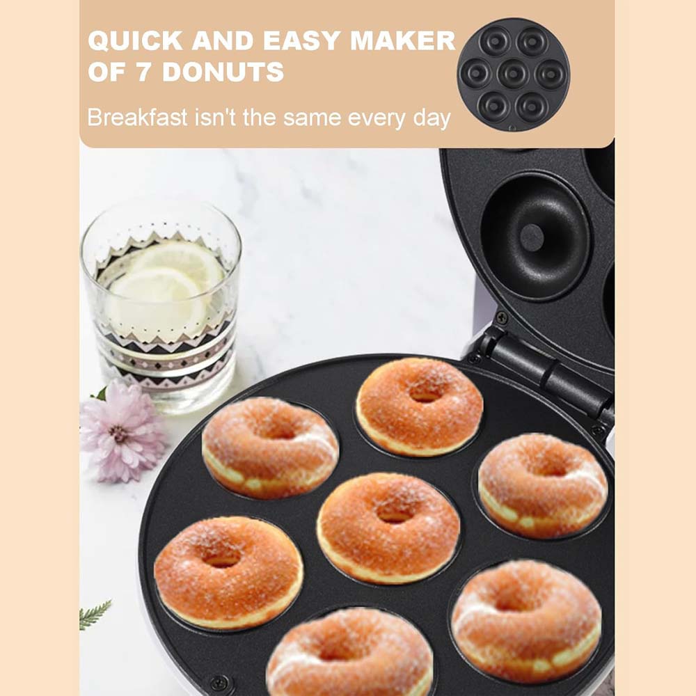 MST-211B Electric Mini Donut Maker - 7 Donut Capacity, Non-Stick & Double-Sided Heating for Quick Breakfasts & Snacks Image