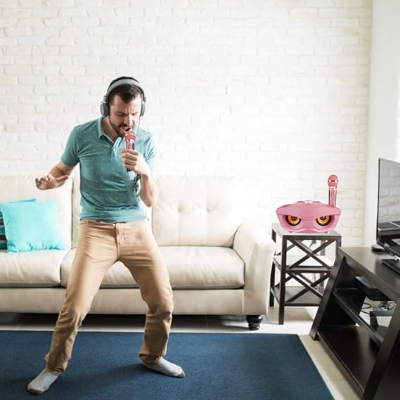 Wireless Bluetooth Speaker with 2-Piece Microphone Set | Portable Karaoke System for Home, Parties, and Events (Pink) Image