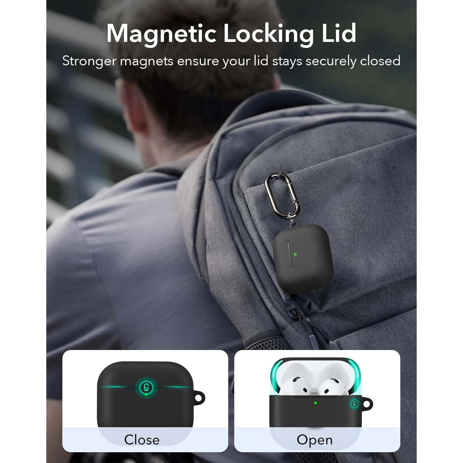 AirPods 4 Case (2024). USB-C compatible cover with magnetic lid lock & full drop protection. Soft multi-color cases. Image