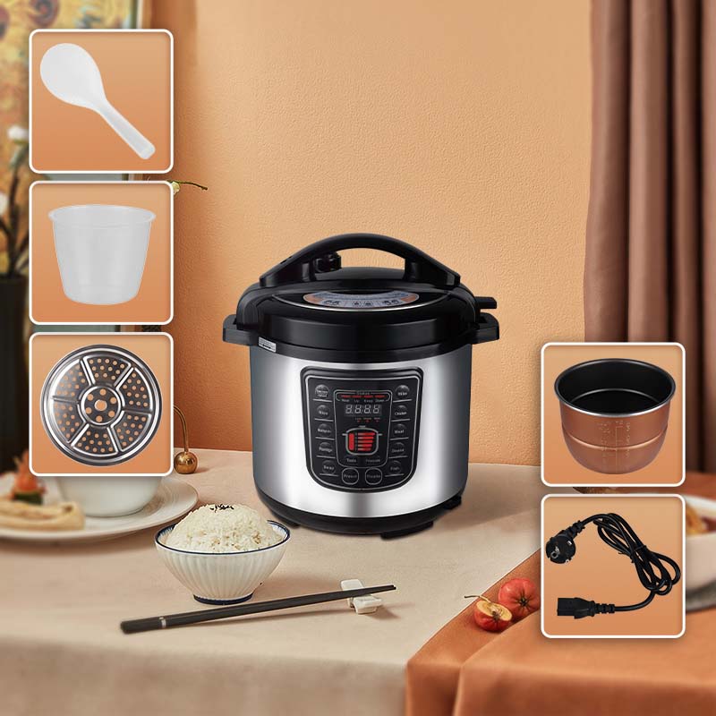 8L Smart Digital Pressure Cooker - Multi-Function Electric Rice Cooker with Non-Stick Pot & Stainless Steel Design Image