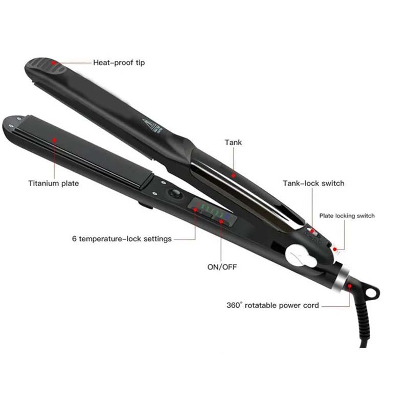 Professional Steam Ceramic Hair Straightener and Curling Iron | 3-in-1 Ionic Vaporizer Hairdressing Styler | Sleek, Smooth, and Versatile Image
