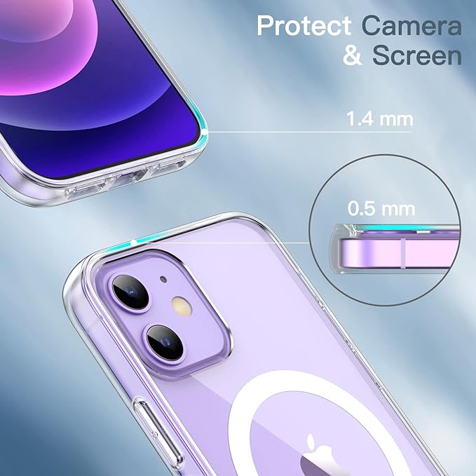 MagSafe Compatible Magnetic Phone Case with Camera Control | Military-Grade Shock Protection for iPhone 12, 12 Mini, 12 Pro, 12 Pro Max – Includes Free Screen Protector Image