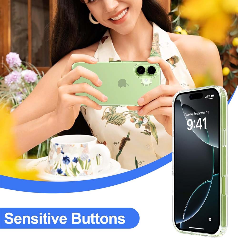 Crystal Clear Case for iPhone 17 6.3" (2025) - Anti-Yellowing Hard Back, Slim Shockproof Bumper, Wireless Charging Compatible Image