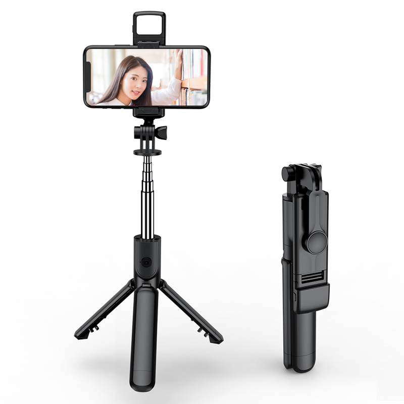 Selfie Stick Tripod with Wireless Remote & 360° Rotation, Mini Extendable Selfie Stick Stand Holder with LED Fill Light, Perfect Compitable for iPhone & Android Smartphones, Compact & Portable for Travel, Vlogging, and Live Streaming Image