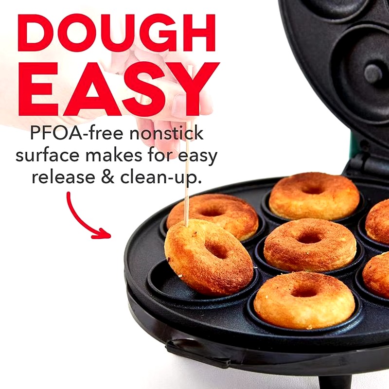 Household Electric Donut Maker - Double-Sided Heating Donut & Bread Machine, Cake Baking Pan, Non-Stick Breakfast Maker Oven for Homemade Donuts, Cakes, and Mini Bread - Easy-to-Use, Compact & Fast Heating, Ideal for Breakfast and Snacks Image
