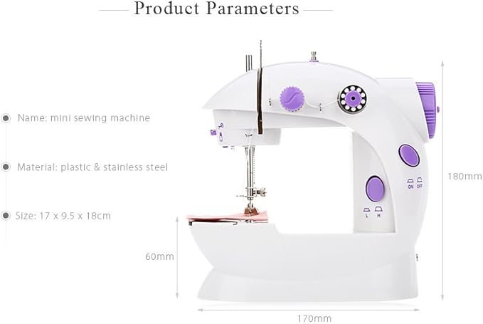 Sewing Machine for Beginners | Kids Handheld Portable Electric Mini Sewing Machine with Extension Table & Dual Speed | Crafting & Mending Machine with Lights & Foot Pedal for Household Use Image