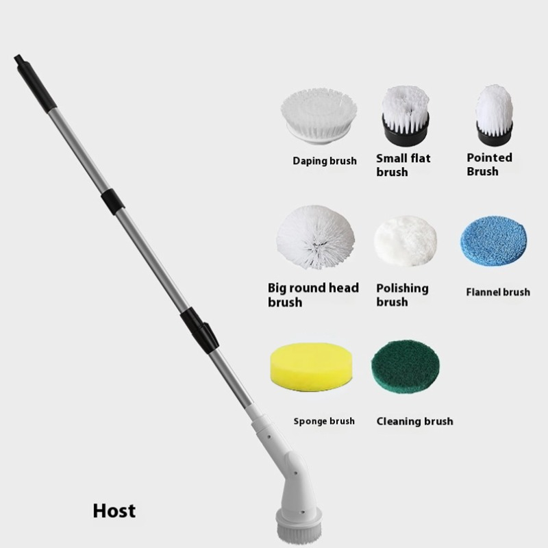 Cordless Electric Spin Scrubber - 7 Replaceable Brushes for Shower, Tub & Tile Cleaning, Baby-Safe Plastic Material Image