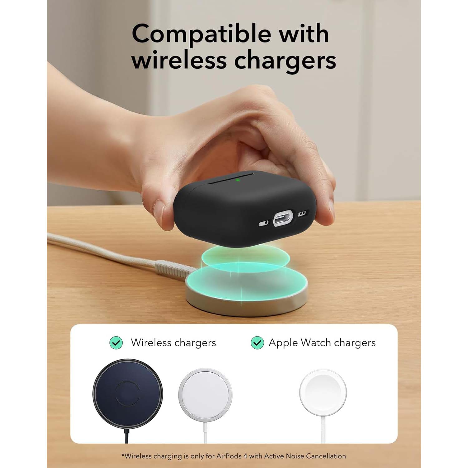 AirPods 4 Case (2024). USB-C compatible cover with magnetic lid lock & full drop protection. Soft multi-color cases. Image