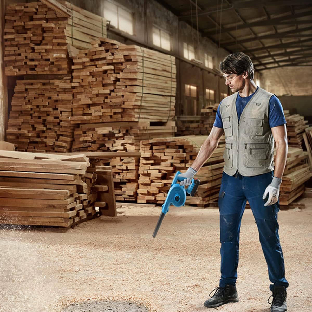 Cordless Leaf Blower | Blow & Suck 2-in-1 | 21V Mini Handheld Air Blower | Lightweight, Battery Powered | Small, Powerful Blower for Leaves & Debris Image