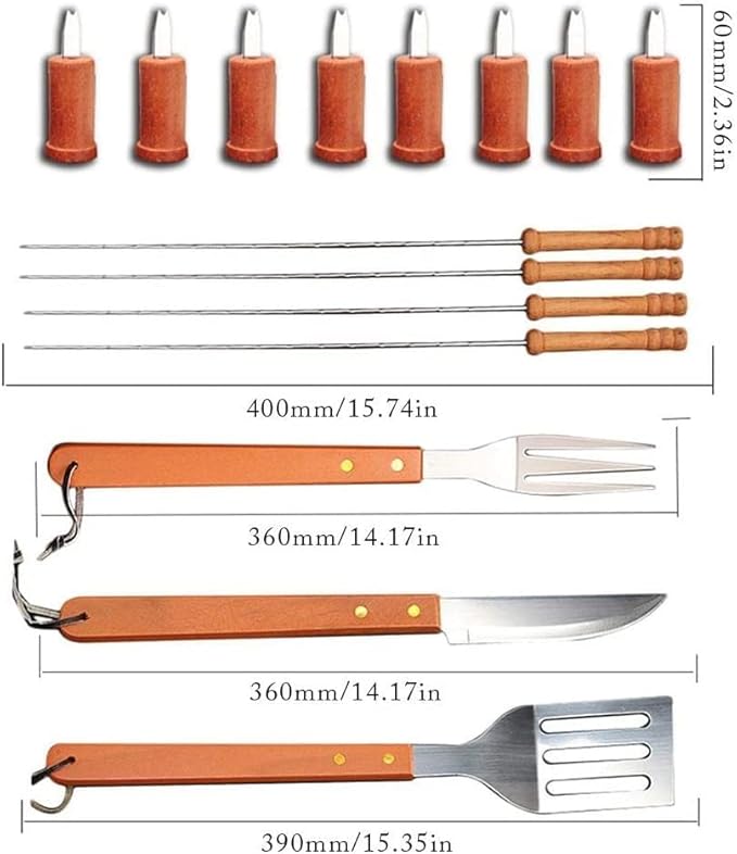 BBQ Tool Set 18-Piece | Stainless Steel with Wooden Handles | Ideal Christmas or Birthday Gift for Men, Dad, and Women Image