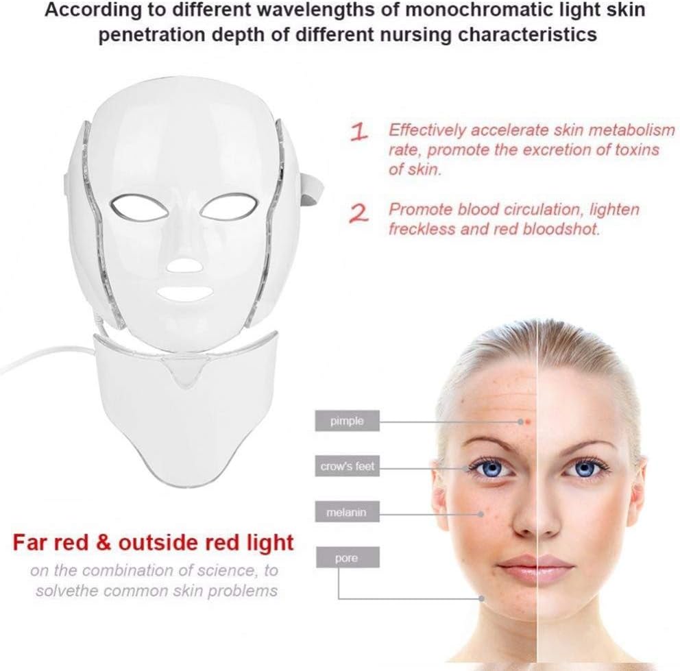 7-LED Whitening Face Mask | Advanced Optical Therapy for Radiant Skin | White/Black | 230x200mm Image