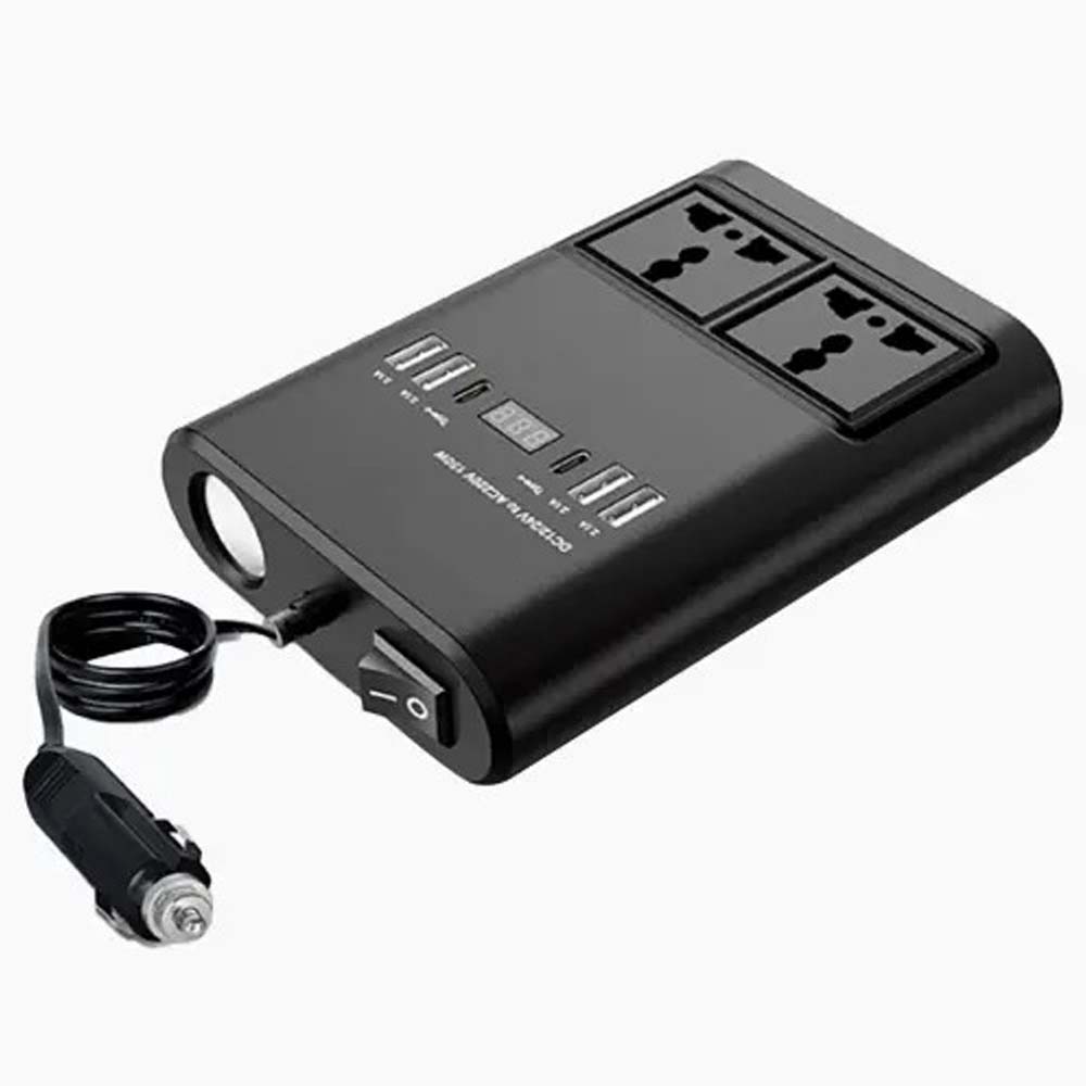 150W Universal Car Inverter - Multi-Port Travel Adapter with USB & AC Outlet for Global Use Image