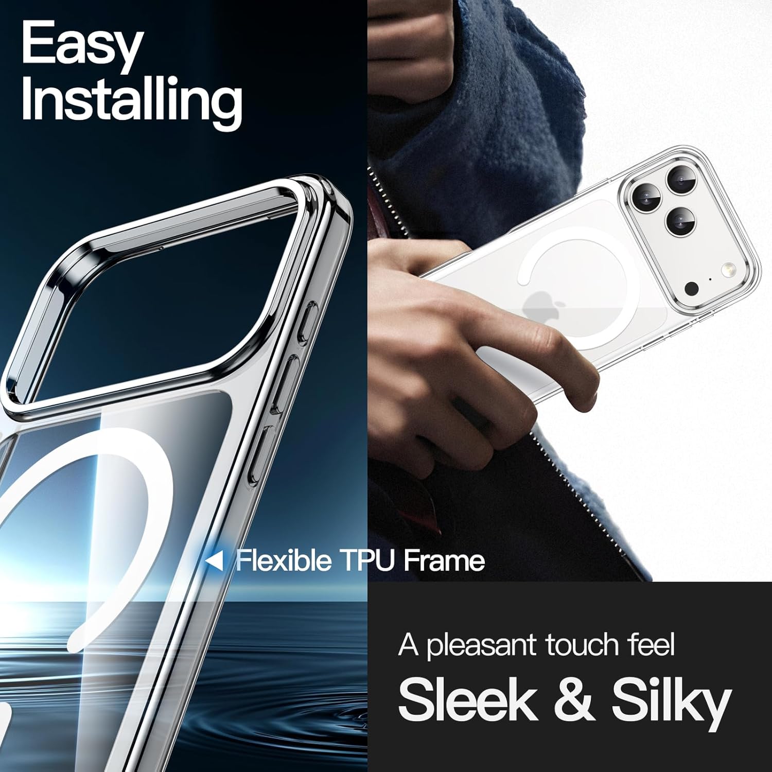 Magnetic Case for iPhone 17 Pro 6.3" - MagSafe Compatible, Shockproof Clear Bumper Cover, Anti-Scratch Back Protection Image